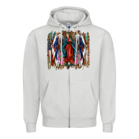 Dove Grey Lady of Guadalupe 4th of july Zipper Hoodie - Jasminsmagicworld