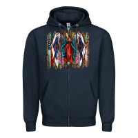 Navy Lady of Guadalupe 4th of july Zipper Hoodie - Jasminsmagicworld