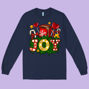 Christmas Joy Coffee And Candies Long Sleeve Tee Designed By Adodesignshop