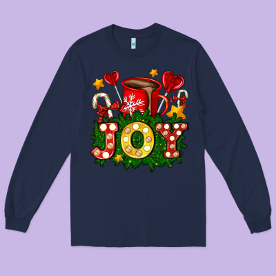 Christmas Joy Coffee And Candies Long Sleeve Tee Designed By Adodesignshop