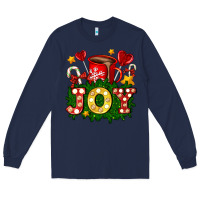 Navy christmas joy coffee and candies Long Sleeve Tee - AdoDesignShop