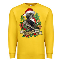 Lemon Merry Christmas skeleton with black cat Premium Sweatshirt - NancyCooperArtShop