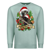 Seafoam Merry Christmas skeleton with black cat Premium Sweatshirt - NancyCooperArtShop