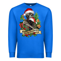 True Royal Merry Christmas skeleton with black cat Premium Sweatshirt - NancyCooperArtShop