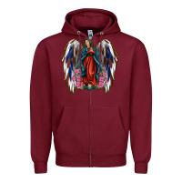 Burgundy Angel Wing Lady of Guadalupe 4th of July Zipper Hoodie - Jasminsmagicworld