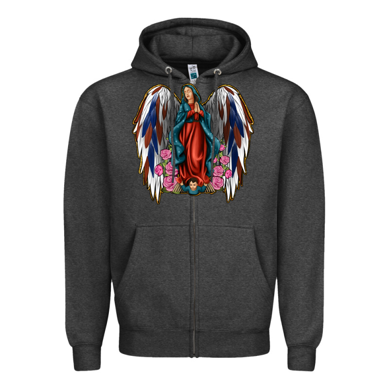 Angel Wing Lady Of Guadalupe 4th Of July Zipper Hoodie by Jasminsmagicworld | Teevron