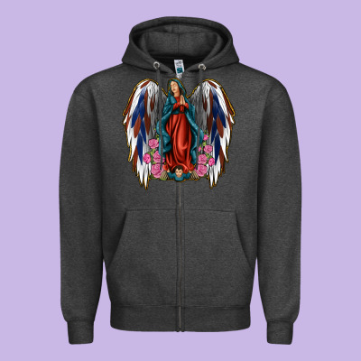 Angel Wing Lady Of Guadalupe 4th Of July Zipper Hoodie Designed By Jasminsmagicworld