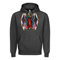 Charcoal Heather Angel Wing Lady of Guadalupe 4th of July Zipper Hoodie - Jasminsmagicworld