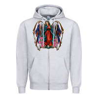 Heather Grey Angel Wing Lady of Guadalupe 4th of July Zipper Hoodie - Jasminsmagicworld