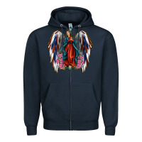Navy Angel Wing Lady of Guadalupe 4th of July Zipper Hoodie - Jasminsmagicworld