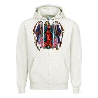Oatmeal Heather Angel Wing Lady of Guadalupe 4th of July Zipper Hoodie - Jasminsmagicworld