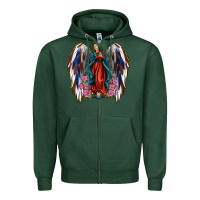 Sports Green Angel Wing Lady of Guadalupe 4th of July Zipper Hoodie - Jasminsmagicworld