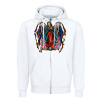 White Angel Wing Lady of Guadalupe 4th of July Zipper Hoodie - Jasminsmagicworld