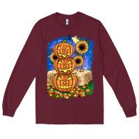 Burgundy pumpkin sunflower Long Sleeve Tee - JahusDesignShop