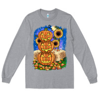 Heather Grey pumpkin sunflower Long Sleeve Tee - JahusDesignShop