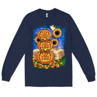 Navy pumpkin sunflower Long Sleeve Tee - JahusDesignShop