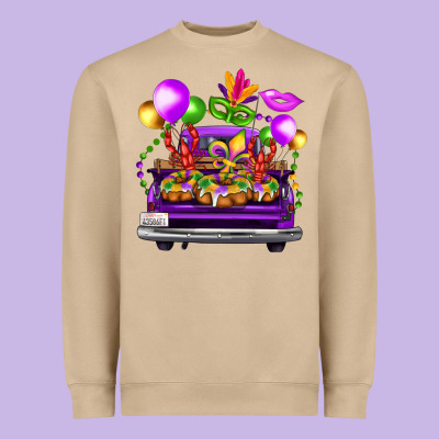 Mardi Gras Farm Truck Heavyweight Sweatshirt Designed By Fadigitalartstudio
