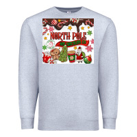 Heather Grey North Pole Hot Chocolate christmas Premium Sweatshirt - MaliasSmallBusiness