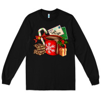 Black Christmas hot chocolate cup with gift and letters Long Sleeve Tee - AdoDesignShop
