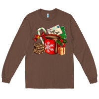 Chestnut Christmas hot chocolate cup with gift and letters Long Sleeve Tee - AdoDesignShop
