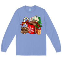 Colony Blue Christmas hot chocolate cup with gift and letters Long Sleeve Tee - AdoDesignShop