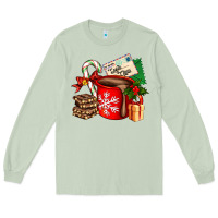 Matcha Christmas hot chocolate cup with gift and letters Long Sleeve Tee - AdoDesignShop
