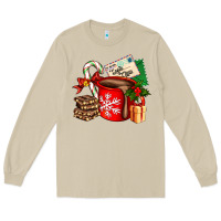 Mushroom Christmas hot chocolate cup with gift and letters Long Sleeve Tee - AdoDesignShop