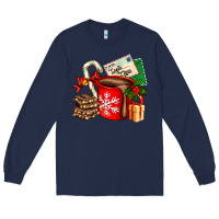 Navy Christmas hot chocolate cup with gift and letters Long Sleeve Tee - AdoDesignShop