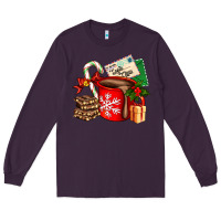 Plum Christmas hot chocolate cup with gift and letters Long Sleeve Tee - AdoDesignShop