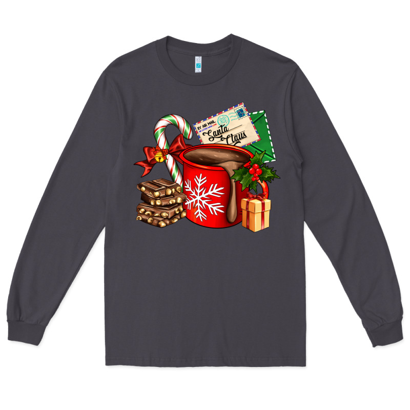 Christmas Hot Chocolate Cup With Gift And Letters Long Sleeve Tee by AdoDesignShop | Teevron