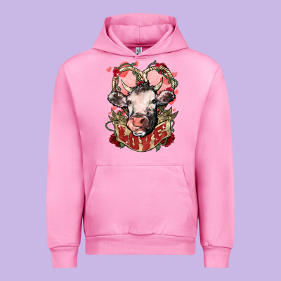 Cow Valentine's Day Love Urban Hoodie Designed By Howdyjamesfarm