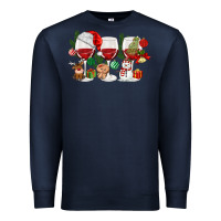 Navy Christmas Wine Glasses Premium Sweatshirt - MaliasSmallBusiness
