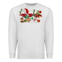 Oatmeal Heather Christmas Wine Glasses Premium Sweatshirt - MaliasSmallBusiness