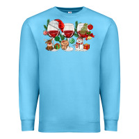Ocean Blue Christmas Wine Glasses Premium Sweatshirt - MaliasSmallBusiness