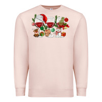 Pale Pink Christmas Wine Glasses Premium Sweatshirt - MaliasSmallBusiness