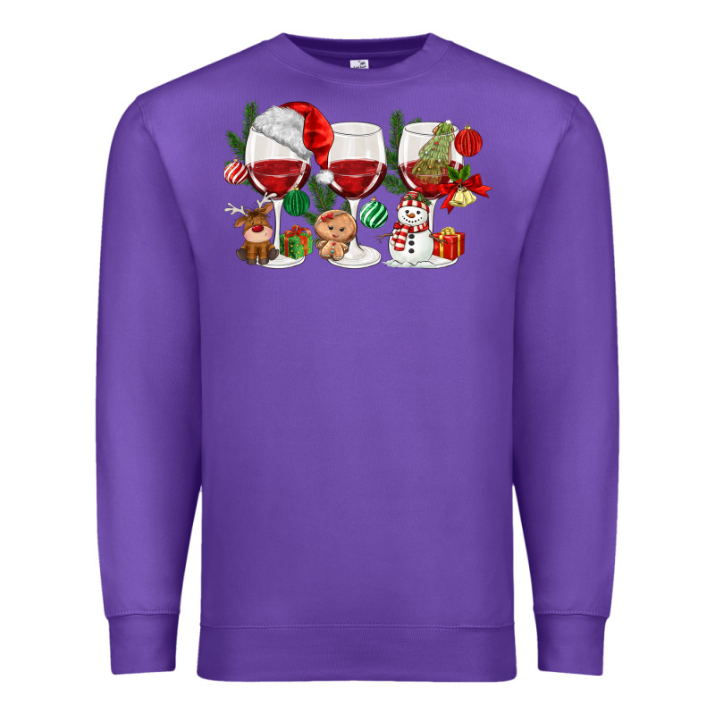 Christmas Wine Glasses Premium Sweatshirt by MaliasSmallBusiness | Teevron