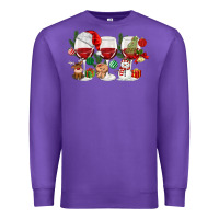 Purple Christmas Wine Glasses Premium Sweatshirt - MaliasSmallBusiness
