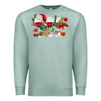 Seafoam Christmas Wine Glasses Premium Sweatshirt - MaliasSmallBusiness