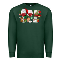Sports Green Christmas Wine Glasses Premium Sweatshirt - MaliasSmallBusiness