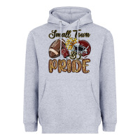 Heather Grey small town big pride maroon yellow Heavyweight Hoodie - MaliasSmallBusiness
