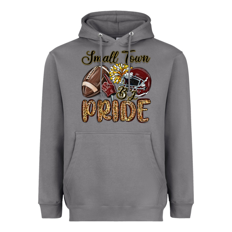 Small Town Big Pride Maroon Yellow Heavyweight Hoodie by MaliasSmallBusiness | Teevron