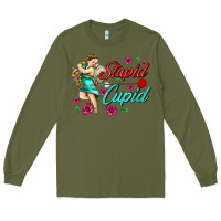 Army Green stupid cupid Long Sleeve Tee - AdoDesignShop