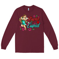 Burgundy stupid cupid Long Sleeve Tee - AdoDesignShop