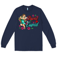 Navy stupid cupid Long Sleeve Tee - AdoDesignShop