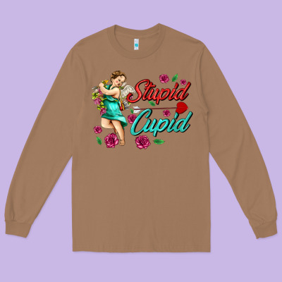 Stupid Cupid Long Sleeve Tee Designed By Adodesignshop