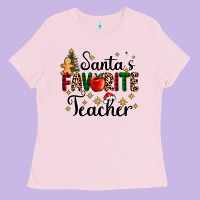 Santa's Favorite Teacher Ladies Tee Designed By Adodesignshop