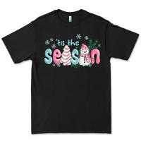 Black tis the season snowman and christmas cake Premium Tee - MaliasSmallBusiness