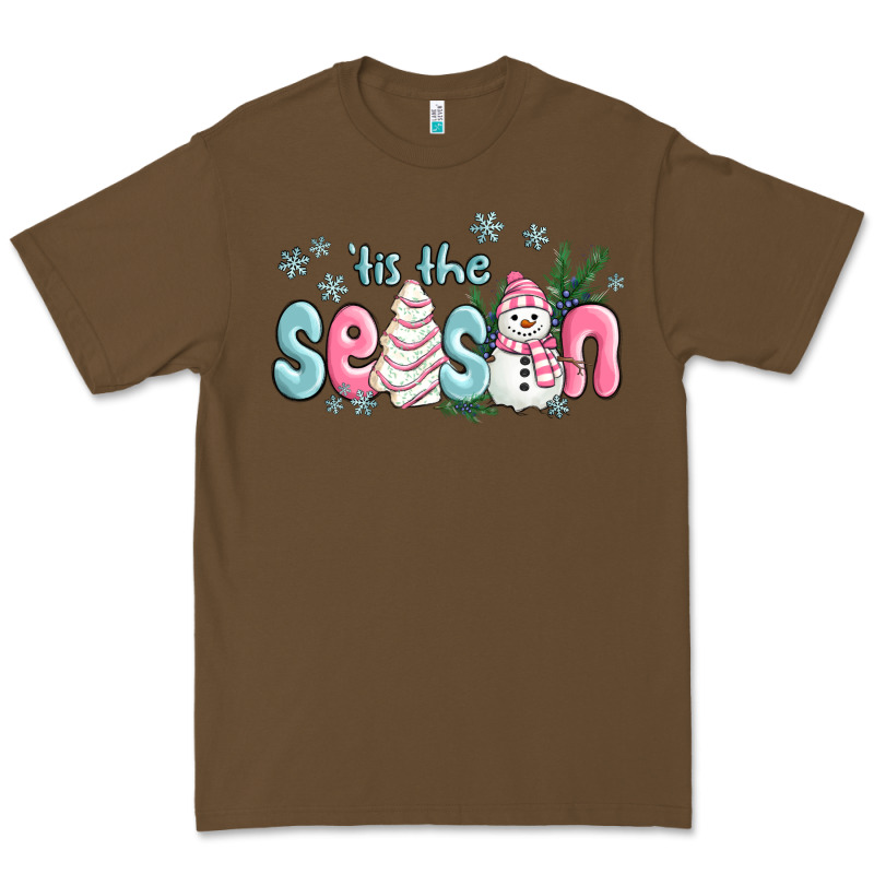 Tis The Season Snowman And Christmas Cake Premium Tee by MaliasSmallBusiness | Teevron