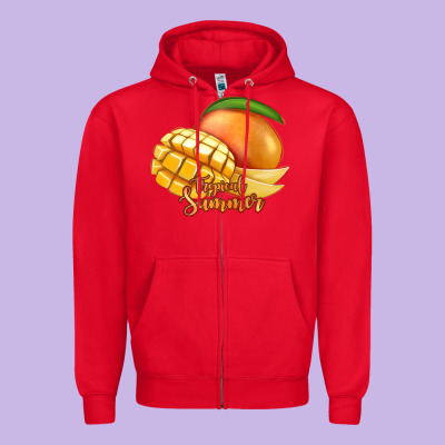 Mango Tropical Summer Zipper Hoodie Designed By Jasminsmagicworld