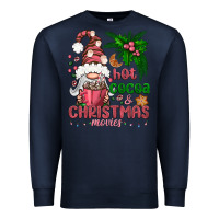 Navy Pink Christmas hot cocoa and christmas movies Premium Sweatshirt - NancyCooperArtShop